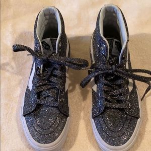 High Top Black Glitter Vans